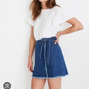 Madewell Raw-Hem Mini Wrap Skirt in Cardiff Wash
